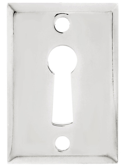 Rectangular Stamped Brass Keyhole Cover - 1 11/16 inch x 1 3/16 inch in Polished Nickel.